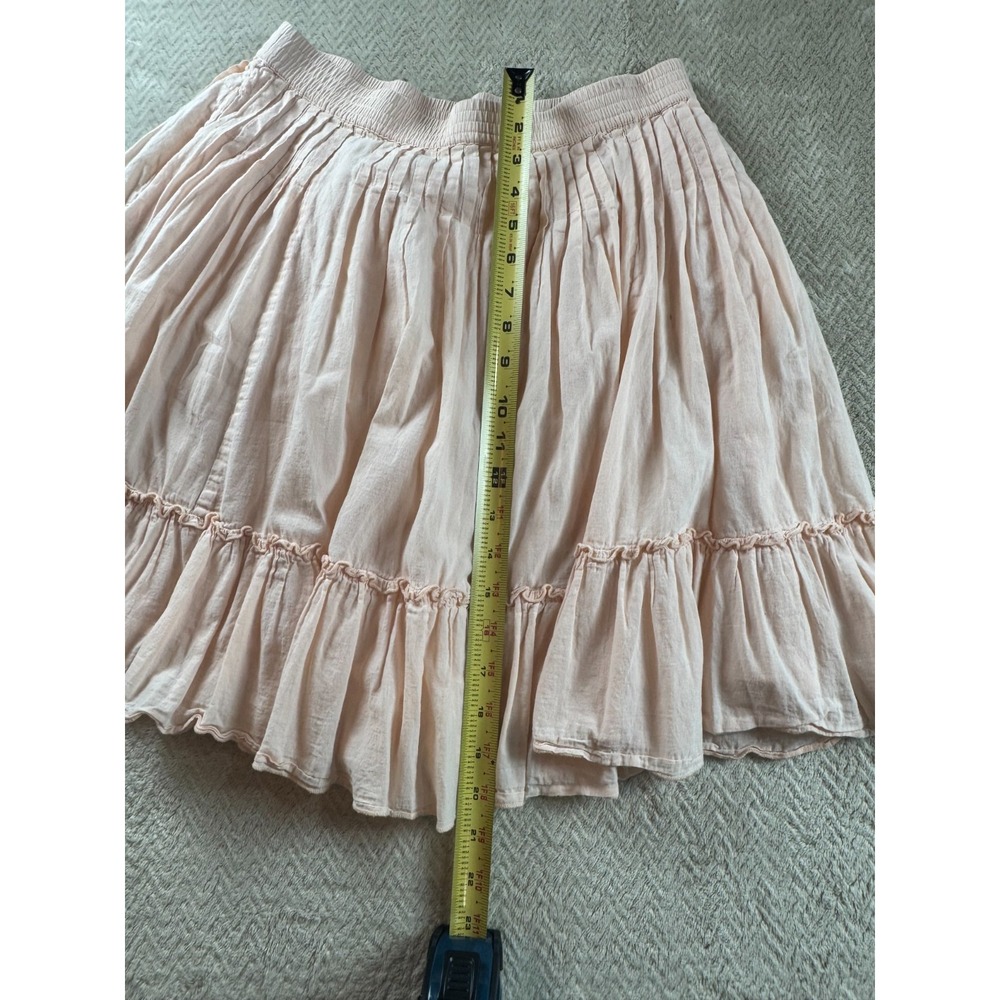 Gap Mini Skirt Womens XS Pink Cotton Elastic Waist Ruffle Pull On Classic - Picture 10 of 11